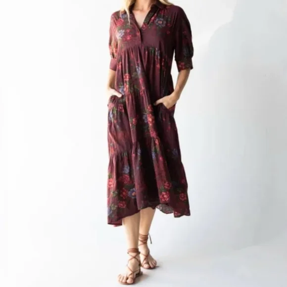 NATURAL LIFE Rebecca Tiered Midi Dress - Picture 1 of 7